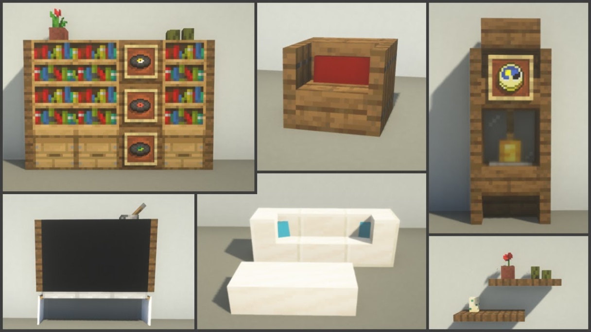 minecraft home decor Niche Utama Home Minecraft: All Living Room Decorations! [Fast Turorial]